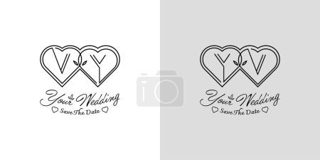 Lettres VY et YV Logo d'amour de mariage, pour les couples avec des initiales V et Y