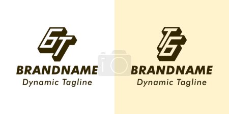 Logotipo del monograma de las letras GT y TG 3D, conveniente para el negocio con las iniciales de TG o GT