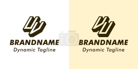 Buchstaben UV und VU 3D Monogramm Logo, Geeignet für Geschäfte mit UV oder VU Initialen
