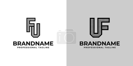 Lettres FU et UF Dot Monogram Logo, Convient pour les entreprises avec des initiales FU ou UF