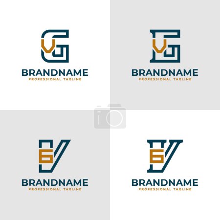 Cartas elegantes logotipo del monograma de GV y VG, conveniente para el negocio con las iniciales de VG o GV