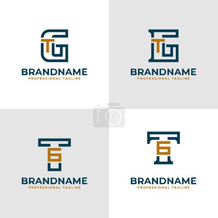 Elegante Buchstaben GT und TG Monogramm Logo, geeignet für Geschäfte mit TG oder GT Initialen
