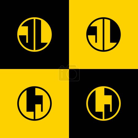 Conjunto de logotipo de círculo de letras JL y LJ simple, adecuado para negocios con iniciales JL y LJ
