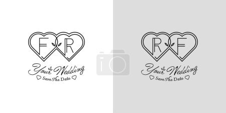 Buchstaben FR und RF Wedding Love Logo, für Paare mit F und R Initialen