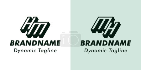 Lettres Logo Monogramme 3D HM et MH, adapté aux entreprises avec initiales MH ou HM