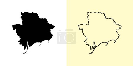Ilustración de Zaporizhia mapa, Ucrania, Europa. Diseños de mapas rellenos y esquemáticos. Ilustración vectorial - Imagen libre de derechos