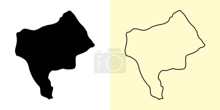 Illustration for Yazd map, Iran, Asia. Filled and outline map designs. Vector illustration - Royalty Free Image