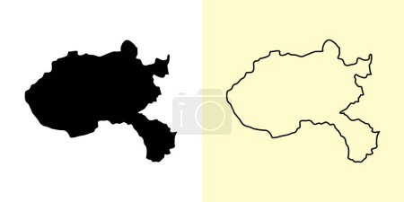 Illustration for Xiangkhouang map, Laos, Asia. Filled and outline map designs. Vector illustration - Royalty Free Image