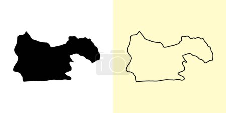 Illustration for Xaisomboun map, Laos, Asia. Filled and outline map designs. Vector illustration - Royalty Free Image