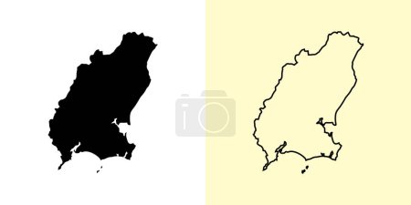 Illustration for Wexford map, Ireland, Europe. Filled and outline map designs. Vector illustration - Royalty Free Image