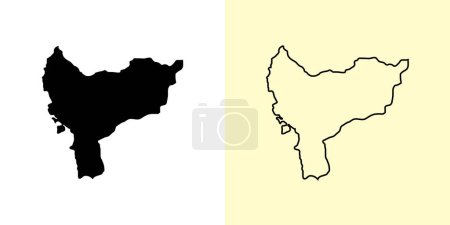 Ilustración de West Kalimantan map, Indonesia, Asia. Diseños de mapas rellenos y esquemáticos. Ilustración vectorial - Imagen libre de derechos