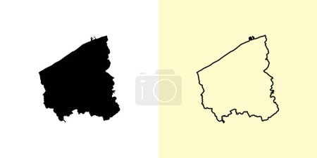 Illustration for West Flanders map, Belgium, Europe. Filled and outline map designs. Vector illustration - Royalty Free Image