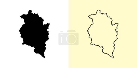Ilustración de Vorarlberg mapa, Austria, Europa. Diseños de mapas rellenos y esquemáticos. Ilustración vectorial - Imagen libre de derechos