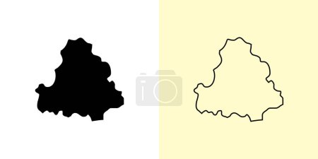 Illustration for Volgograd map, Russia, Europe. Filled and outline map designs. Vector illustration - Royalty Free Image