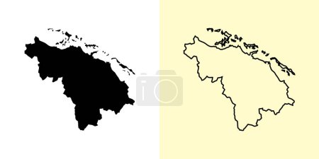 Illustration for Villa Clara map, Cuba, Americas. Filled and outline map designs. Vector illustration - Royalty Free Image