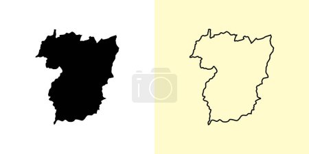 Téléchargez les illustrations : Vila Real map, Portugal, Europe. Rempli et esquisser des dessins de carte. Illustration vectorielle - en licence libre de droit