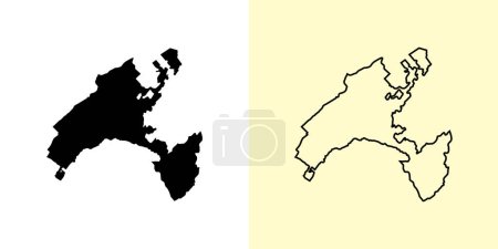 Illustration for Vaud map, Switzerland, Europe. Filled and outline map designs. Vector illustration - Royalty Free Image