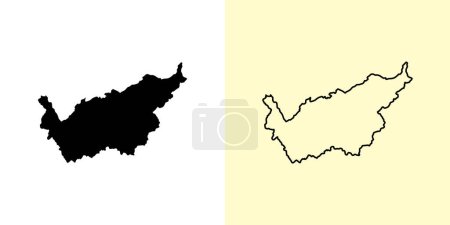 Illustration for Valais map, Switzerland, Europe. Filled and outline map designs. Vector illustration - Royalty Free Image