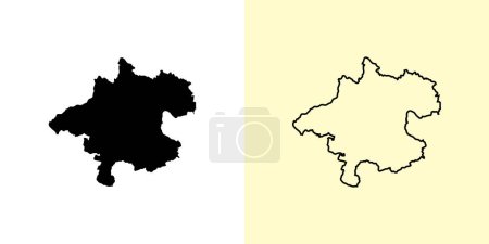 Ilustración de Alta Austria mapa, Austria, Europa. Diseños de mapas rellenos y esquemáticos. Ilustración vectorial - Imagen libre de derechos