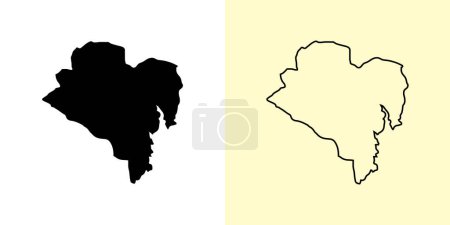 Illustration for Ulsan map, South Korea, Asia. Filled and outline map designs. Vector illustration - Royalty Free Image