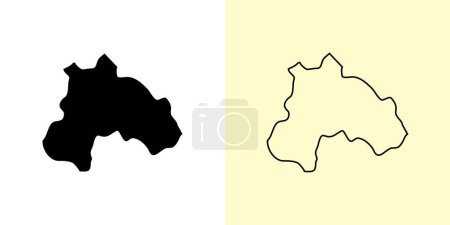 Illustration for Ulyanovsk map, Russia, Europe. Filled and outline map designs. Vector illustration - Royalty Free Image