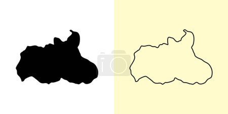 Illustration for Tungurahua map, Ecuador, Americas. Filled and outline map designs. Vector illustration - Royalty Free Image