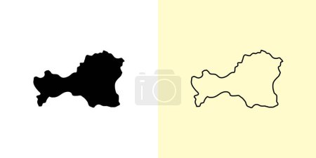 Illustration for Tuva map, Russia, Europe. Filled and outline map designs. Vector illustration - Royalty Free Image
