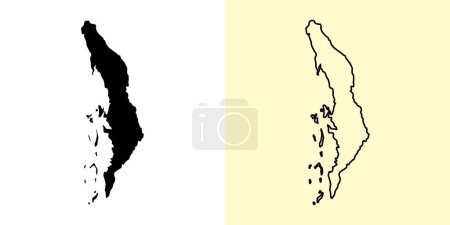 Illustration for Tanintharyi map, Burma Myanmar, Asia. Filled and outline map designs. Vector illustration - Royalty Free Image