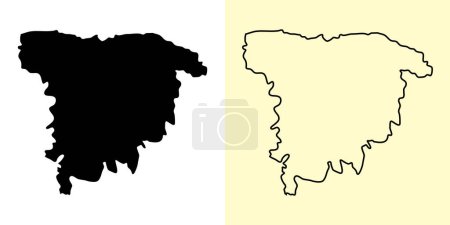 Illustration for Sylhet map, Bangladesh, Asia. Filled and outline map designs. Vector illustration - Royalty Free Image