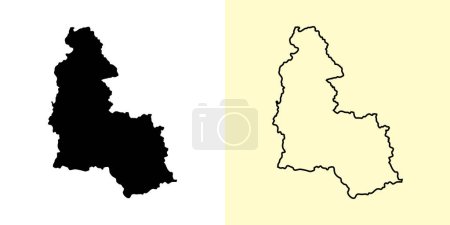 Illustration for Sumy map, Ukraine, Europe. Filled and outline map designs. Vector illustration - Royalty Free Image