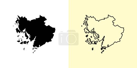 Ilustración de Suroeste de Finlandia mapa, Finlandia, Europa. Diseños de mapas rellenos y esquemáticos. Ilustración vectorial - Imagen libre de derechos