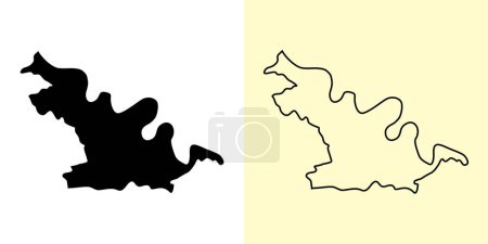 Illustration pour Soroca map, Moldavie, Europe. Rempli et esquisser des dessins de carte. Illustration vectorielle - image libre de droit
