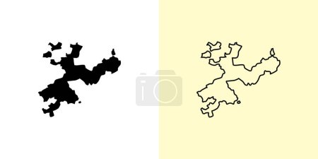 Illustration for Solothurn map, Switzerland, Europe. Filled and outline map designs. Vector illustration - Royalty Free Image