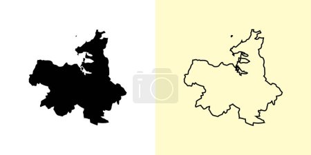 Illustration for Sligo map, Ireland, Europe. Filled and outline map designs. Vector illustration - Royalty Free Image