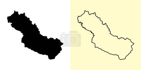 Ilustración de Shaki-Zaqatala mapa, Azerbaiyán, Asia. Diseños de mapas rellenos y esquemáticos. Ilustración vectorial - Imagen libre de derechos