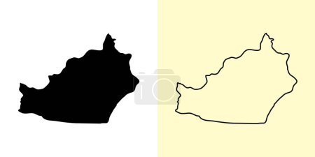 Illustration for Semnan map, Iran, Asia. Filled and outline map designs. Vector illustration - Royalty Free Image