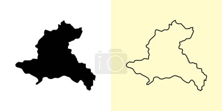 Illustration for Sekong map, Laos, Asia. Filled and outline map designs. Vector illustration - Royalty Free Image