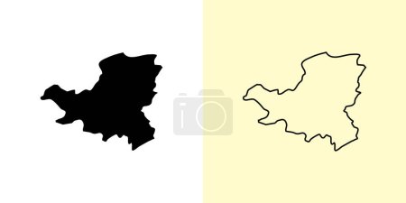 Illustration for Schwyz map, Switzerland, Europe. Filled and outline map designs. Vector illustration - Royalty Free Image