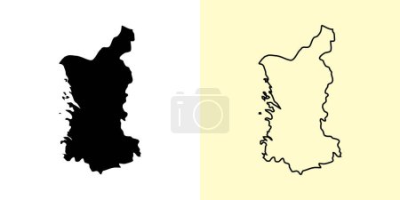 Illustration for Satakunta map, Finland, Europe. Filled and outline map designs. Vector illustration - Royalty Free Image