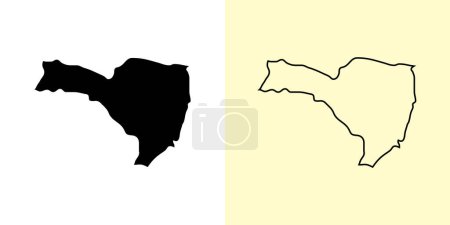 Téléchargez les illustrations : Santa Catarina map, Brazil, Americas. Filled and outline map designs. Vector illustration - en licence libre de droit
