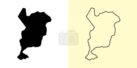 Téléchargez les illustrations : San Marcos map, Guatemala, Americas. Filled and outline map designs. Vector illustration - en licence libre de droit