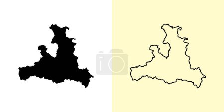 Illustration for Salzburg map, Austria, Europe. Filled and outline map designs. Vector illustration - Royalty Free Image