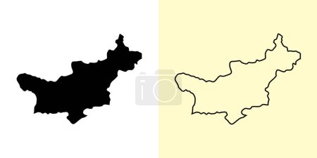 Illustration for Salavan map, Laos, Asia. Filled and outline map designs. Vector illustration - Royalty Free Image