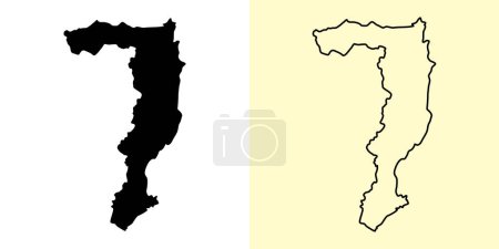 Illustration for Sainyabuli map, Laos, Asia. Filled and outline map designs. Vector illustration - Royalty Free Image