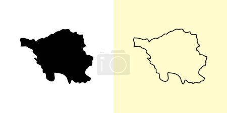 Illustration for Saarland map, Germany, Europe. Filled and outline map designs. Vector illustration - Royalty Free Image