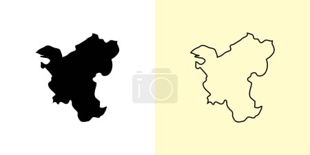 Illustration for Rostov map, Russia, Europe. Filled and outline map designs. Vector illustration - Royalty Free Image