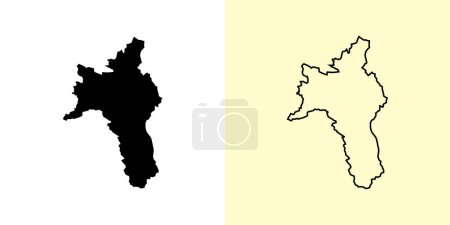 Illustration for Roscommon map, Ireland, Europe. Filled and outline map designs. Vector illustration - Royalty Free Image