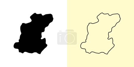 Roi Et map, Thailand, Asia. Filled and outline map designs. Vector illustration