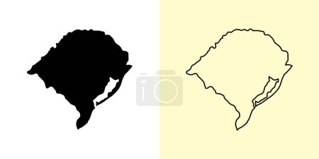 Ilustración de Rio Grande do Sul mapa, Brasil, Américas. Diseños de mapas rellenos y esquemáticos. Ilustración vectorial - Imagen libre de derechos