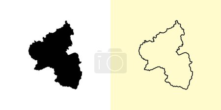Illustration for Rhineland-Palatinate map, Germany, Europe. Filled and outline map designs. Vector illustration - Royalty Free Image